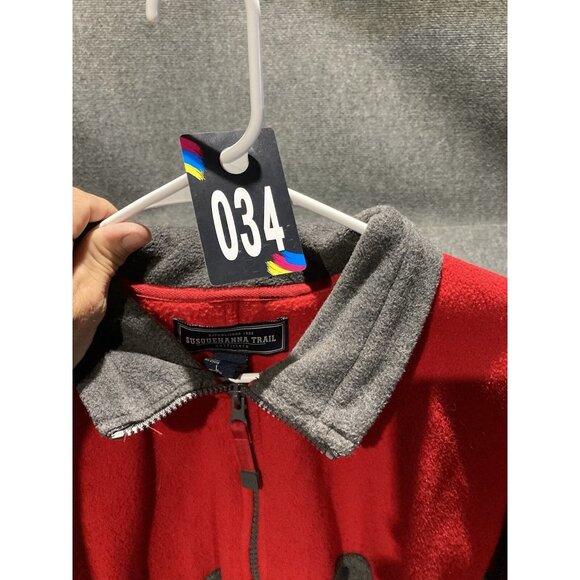 Susquehanna Trail Fleece Jacket Mens Size L Red/Gray Long Sleeve Full Zip - Picture 11 of 11